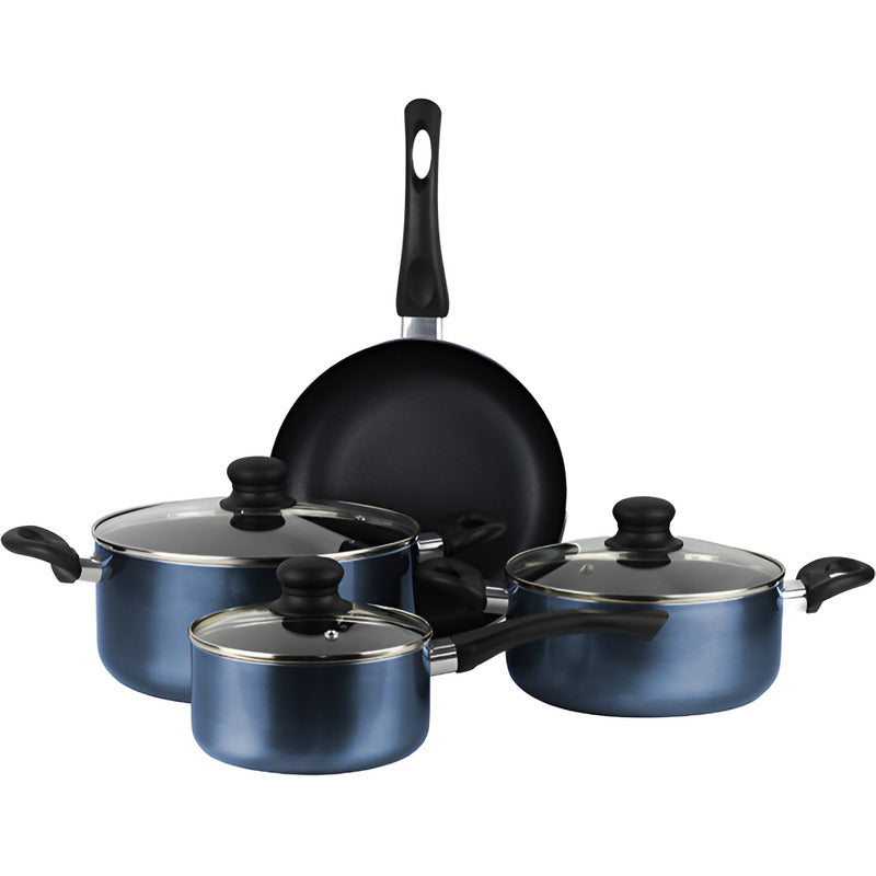 Batería Cocina Marmicoc Set 7 Piezas Antiadherente Azul