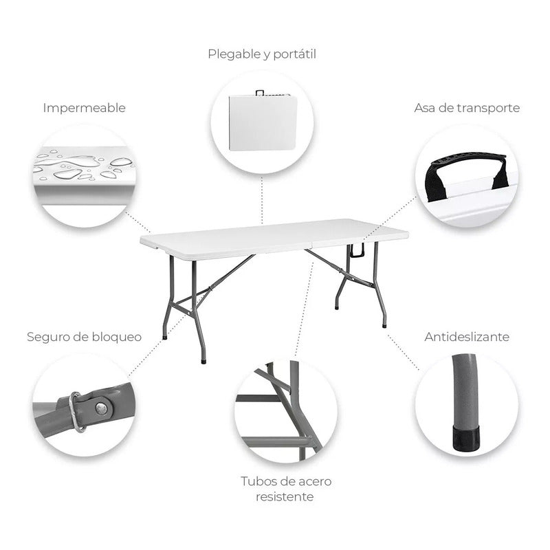 Mesa Plegable Camping 180 X 75cm