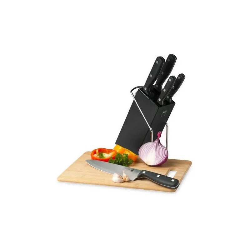 Set Juego 5 Cuchillos Blade Magefesa® + Taco Madera Negro