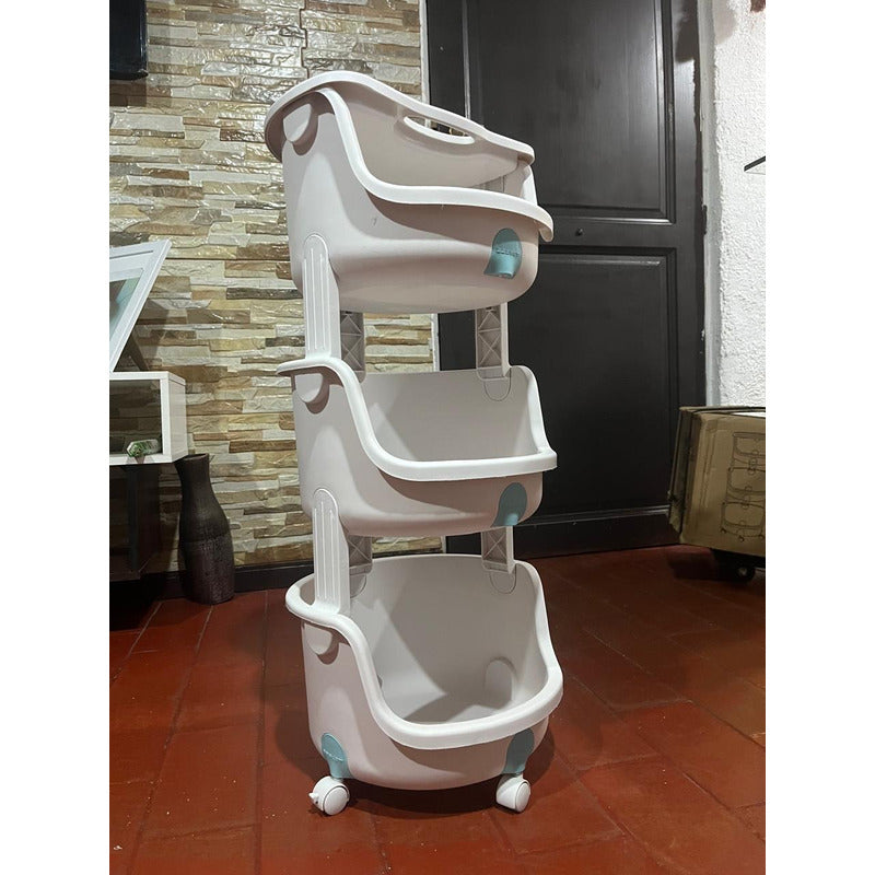 Mueble Organizador 3 Niveles Con Ruedas Estilo Redondo
