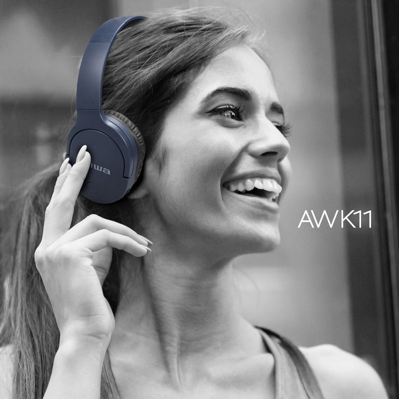 Audífonos Aiwa On-ear Bluetooth Micrófono Aw-K11B Color Azul