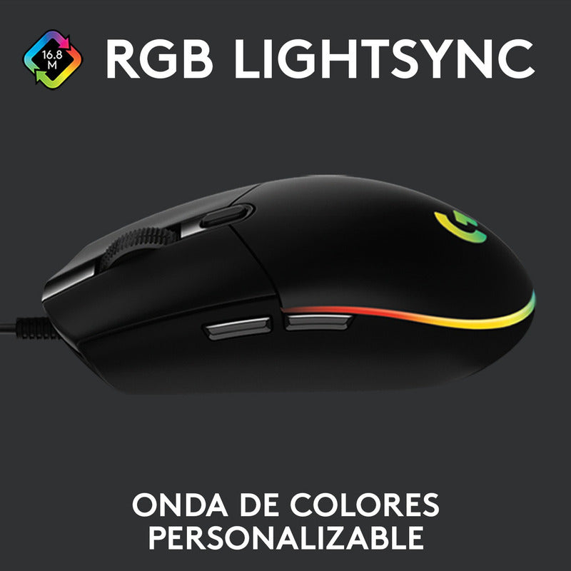 Mouse Gamer Logitech New G203 Lightsync Rgb Color Negro