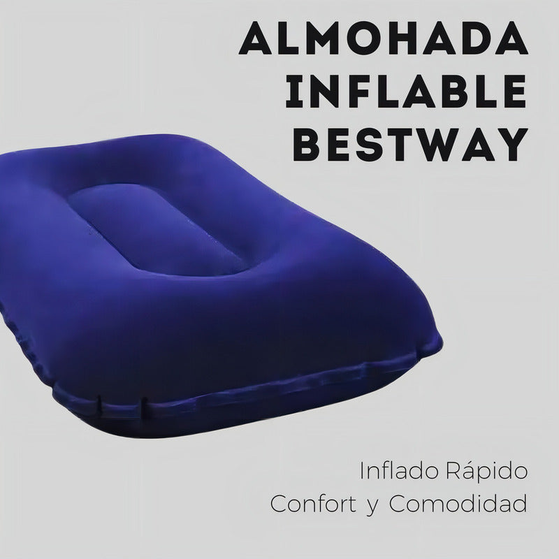 Colchón Cama Inflable 2 Plazas + 2 Almohadas + Inflador Bestway