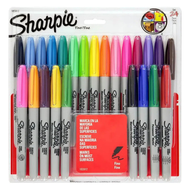 Set 24 Marcadores Sharpie Punta Fina Colores Surtidos