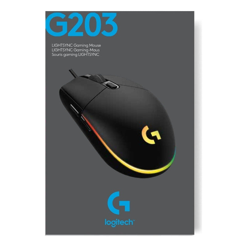 Mouse Gamer Logitech New G203 Lightsync Rgb Color Negro