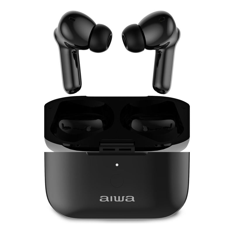 Audífonos Inalámbricos Aiwa In Ear Noise Cancelling Aw-twsr8 Color Negro Luz Blanco AW-TWSR8B