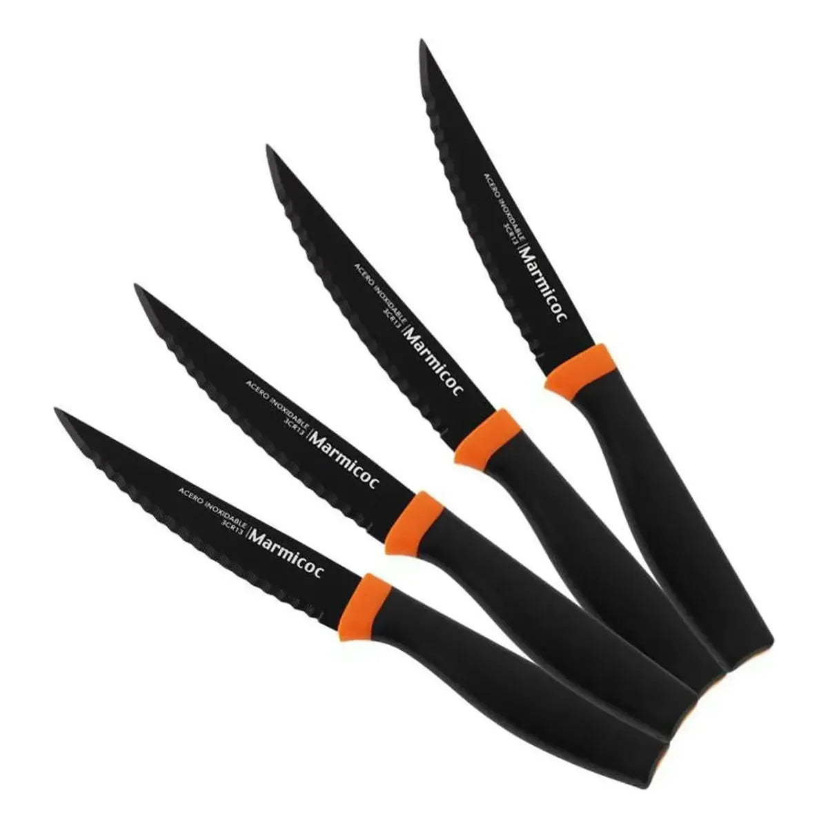 Cuchillos Marmicoc Para Asado Cocina Set 4 Piezas Acero Inox Negro