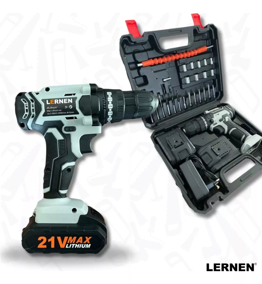 Kit Taladro Destornillador Inalámbrico Lernen 21v + 2batería