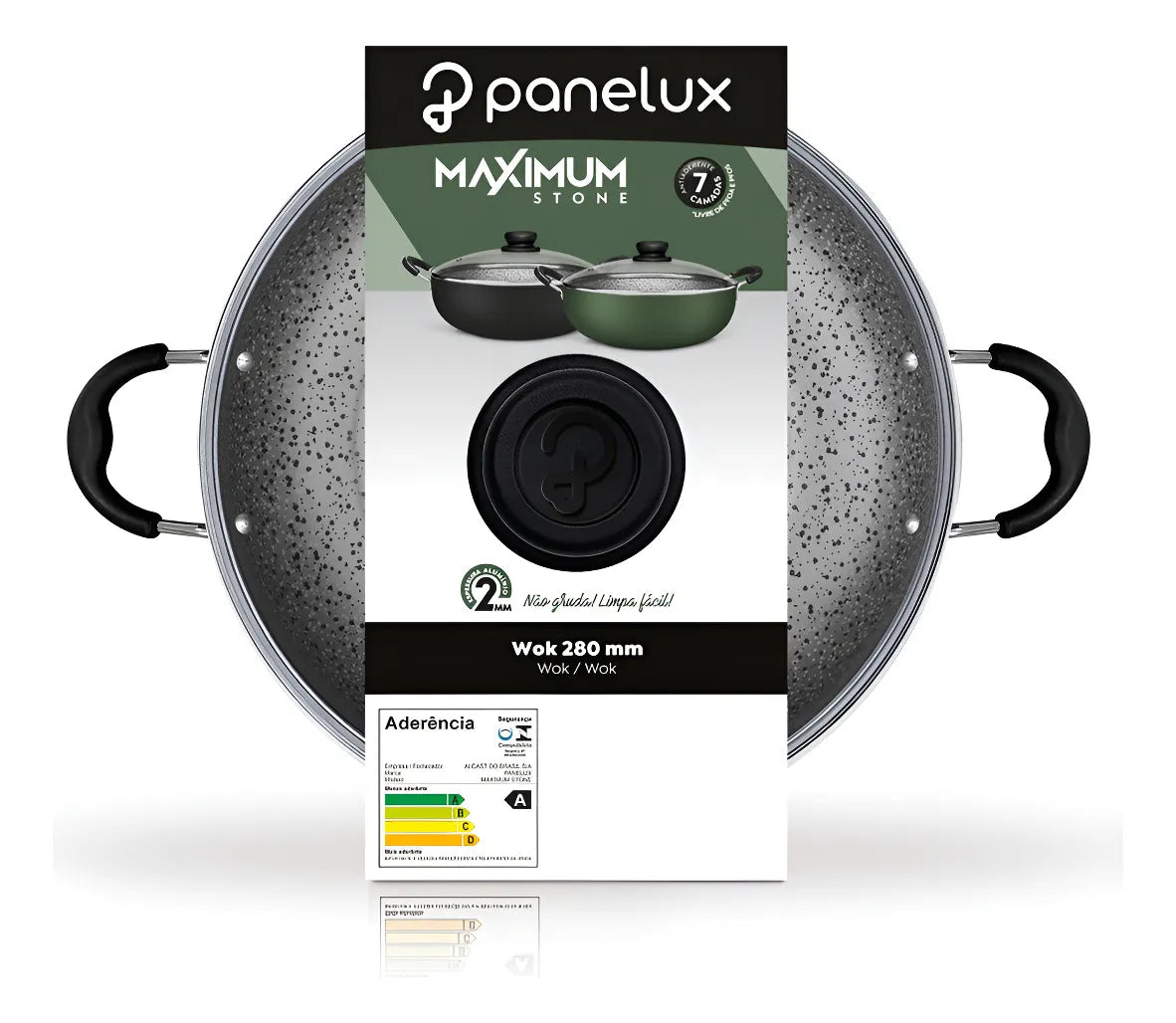 Wok Sarten Panelux 28cm Con Tapa Granito Antiadherente Verde Verde
