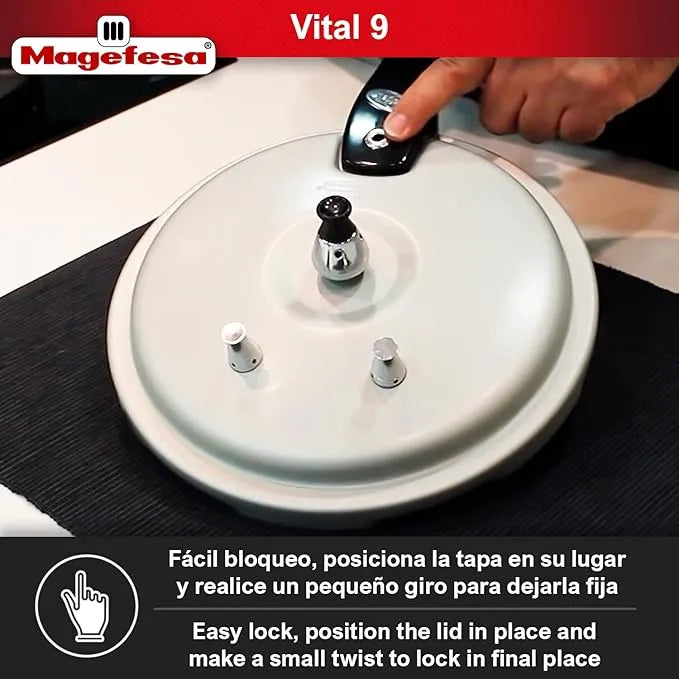 Olla A Presion Magefesa 9 Litros Vital Express Aluminio