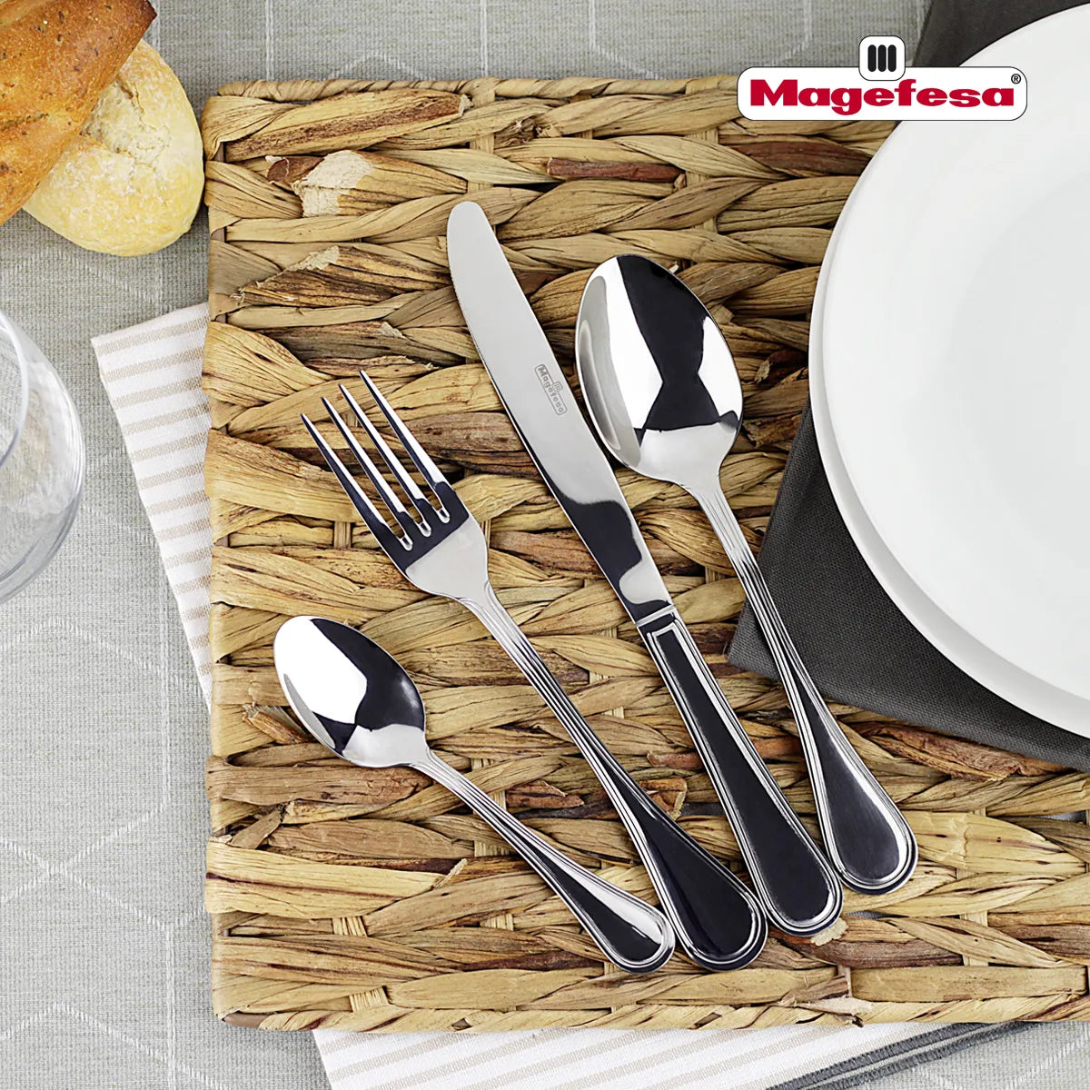 Juego De Cubiertos Cuchilleria Magefesa 24 Piezas Acero Inox
