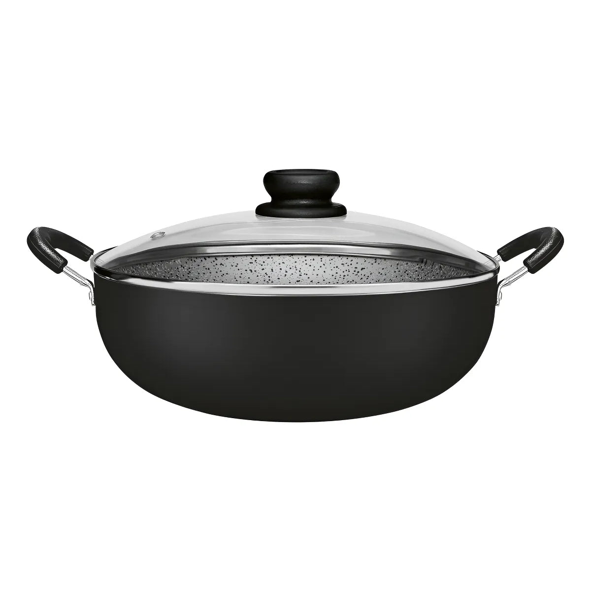 Wok Sarten Panelux 28cm Antiadherente Granito Con Tapa Negro Negro