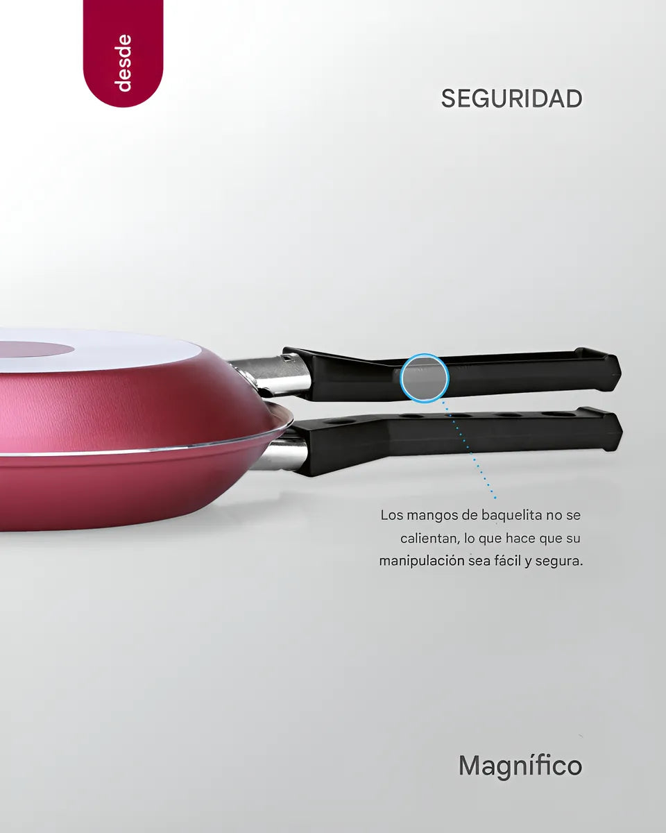Sarten Antiadherente Doble Panelux Omeletera Tortillas 20cm Rojo