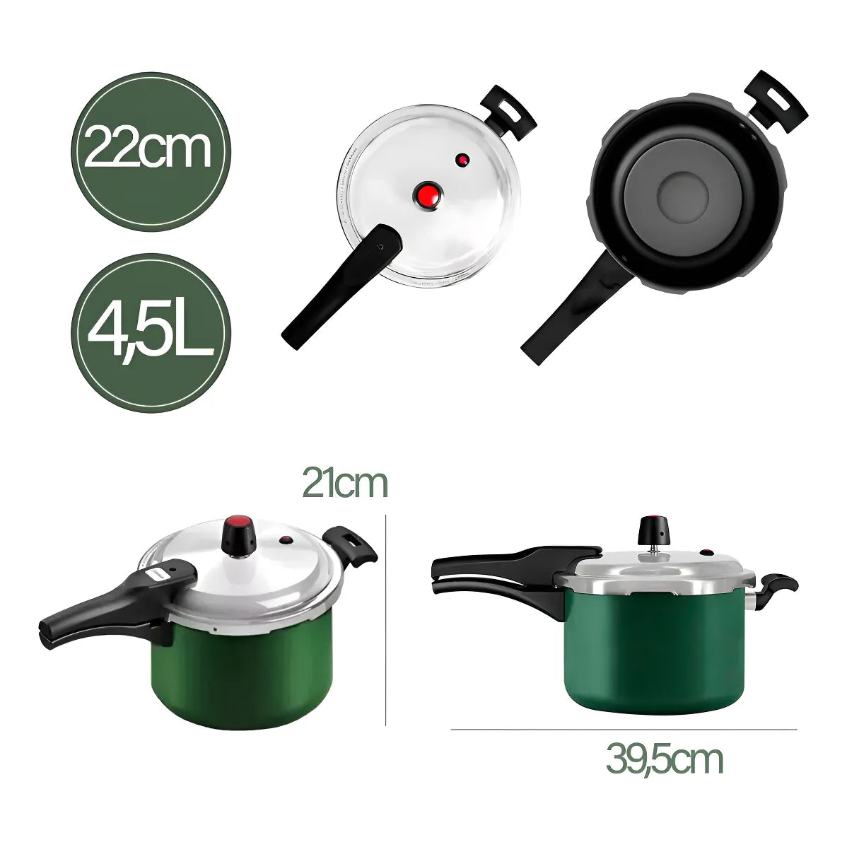 Olla A Presión Panelux 4.5 Litros Color Verde Antiadherente Verde