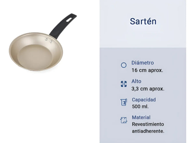 Sartenes Antiadherente Panelux Juego Set De 16 20 24cm Negro