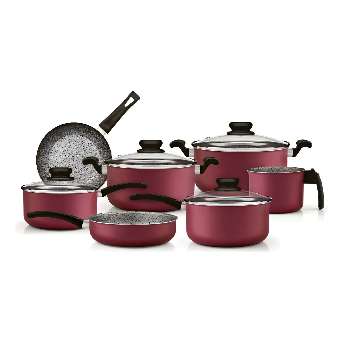 Bateria Cocina Ollas 11 Piezas Panelux Antiadherente Cereza Cereza
