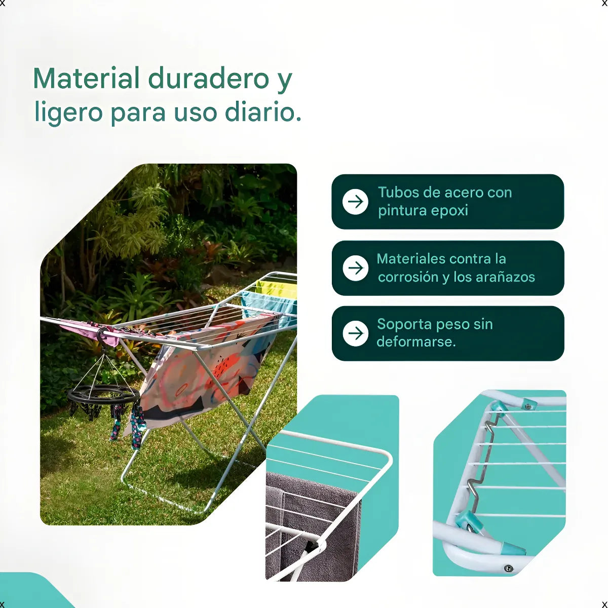 Tendedero Colgador 1.74m Mor Plegable Organizador Blanco Blanco