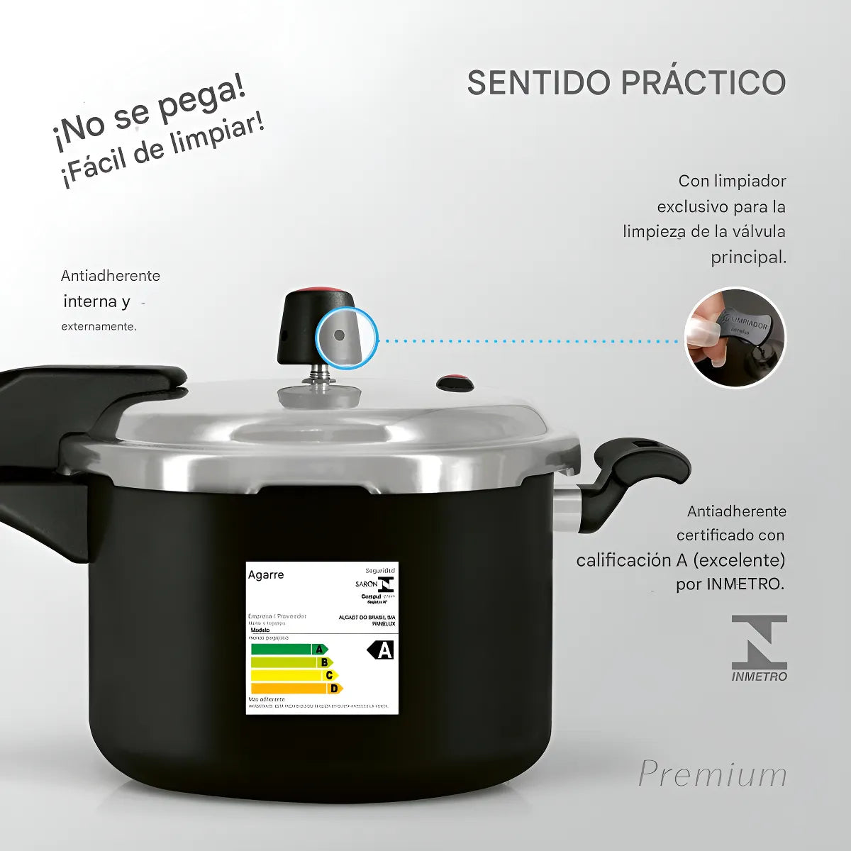 Olla A Presion 4.5 Litros Antiadherente Panelux Color Negro Negro