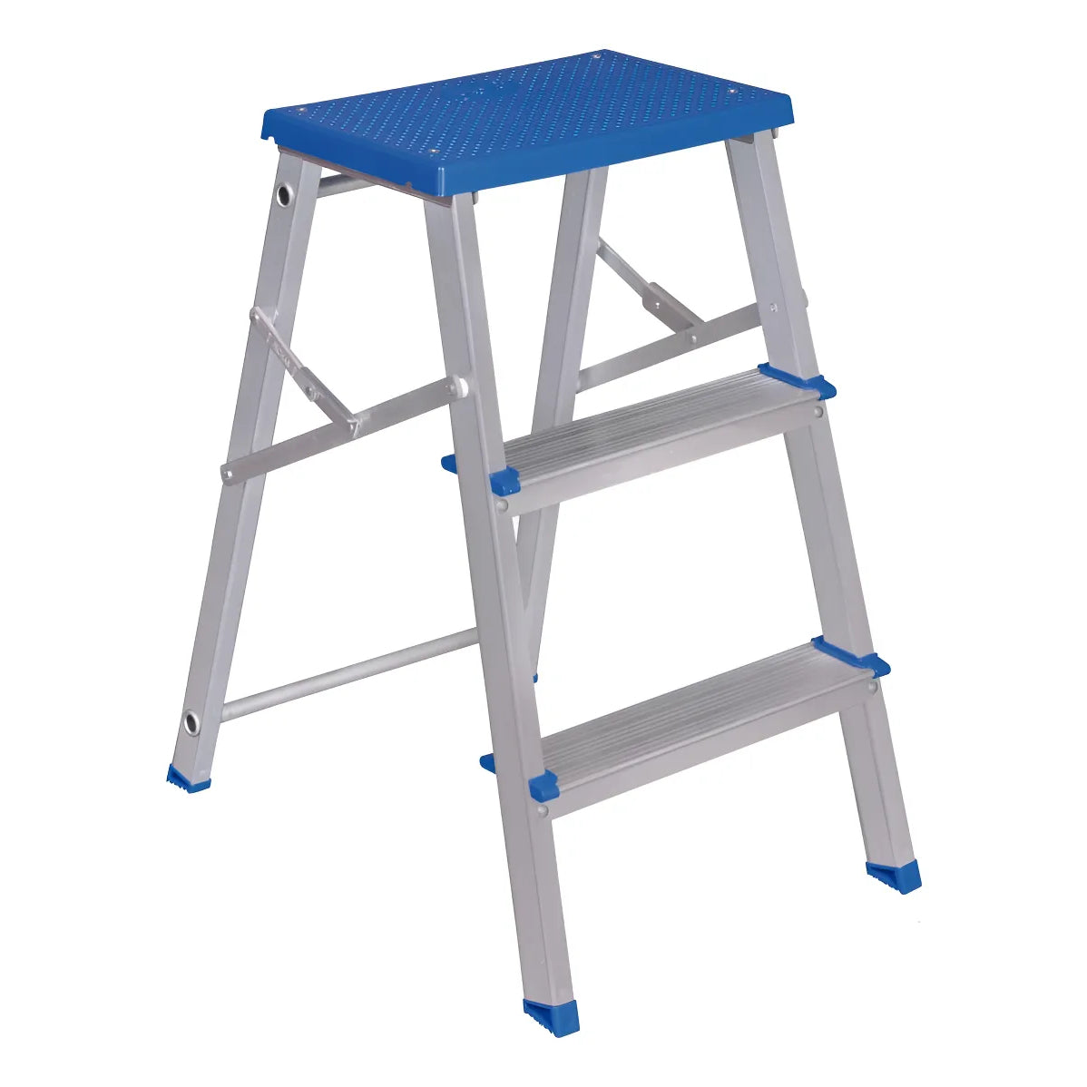 Escalera Banqueta Taburete 3 Peldaños Mor Plegable Aluminio Plateado