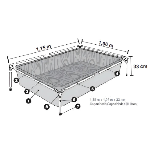 Piscina Infantil 400 Litros Mor Rectangular