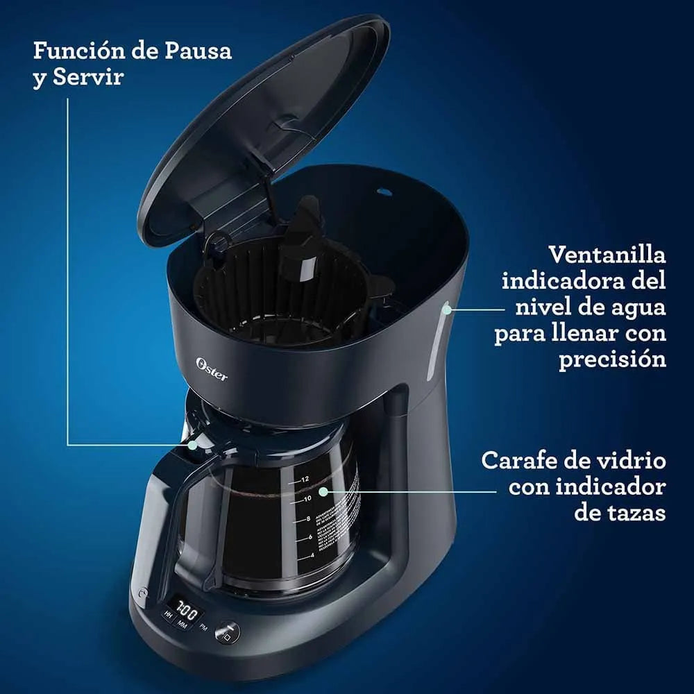 Cafetera Oster® 12 Tazas Programable Negra Con Auto Apaga Negro