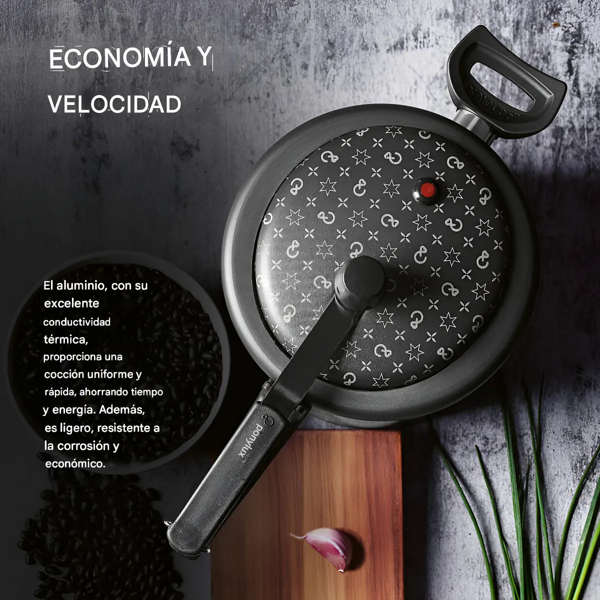 Olla A Presion Panelux 4.5 Litros Antiadherente Grafito Negro