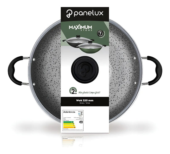 Wok 32cm Panelux Antiadherente Granito Con Tapa Color Verde Verde