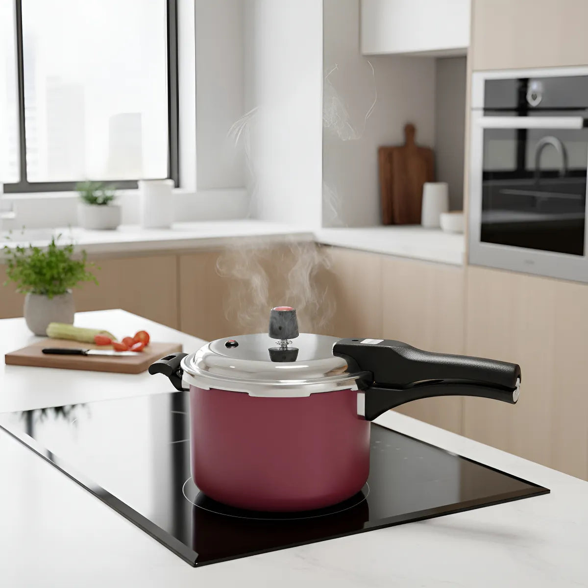 Olla A Presion Panelux 4.5 Litros Antiadherente Color Cereza Rojo
