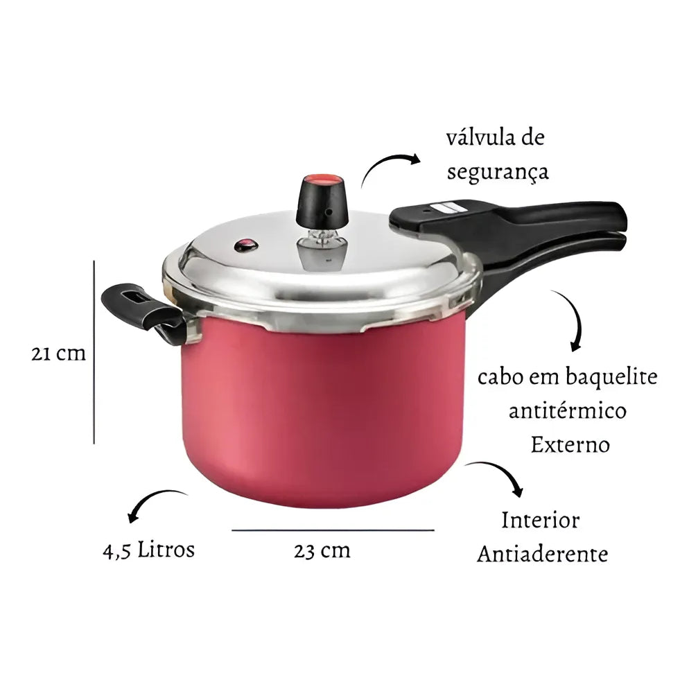 Olla A Presion Panelux 4.5 Litros Antiadherente Color Cereza Rojo