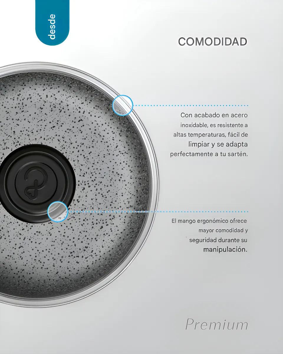 Sarten Para Huevo 14cm Panelux Tapa Granito Antiadherente Negro