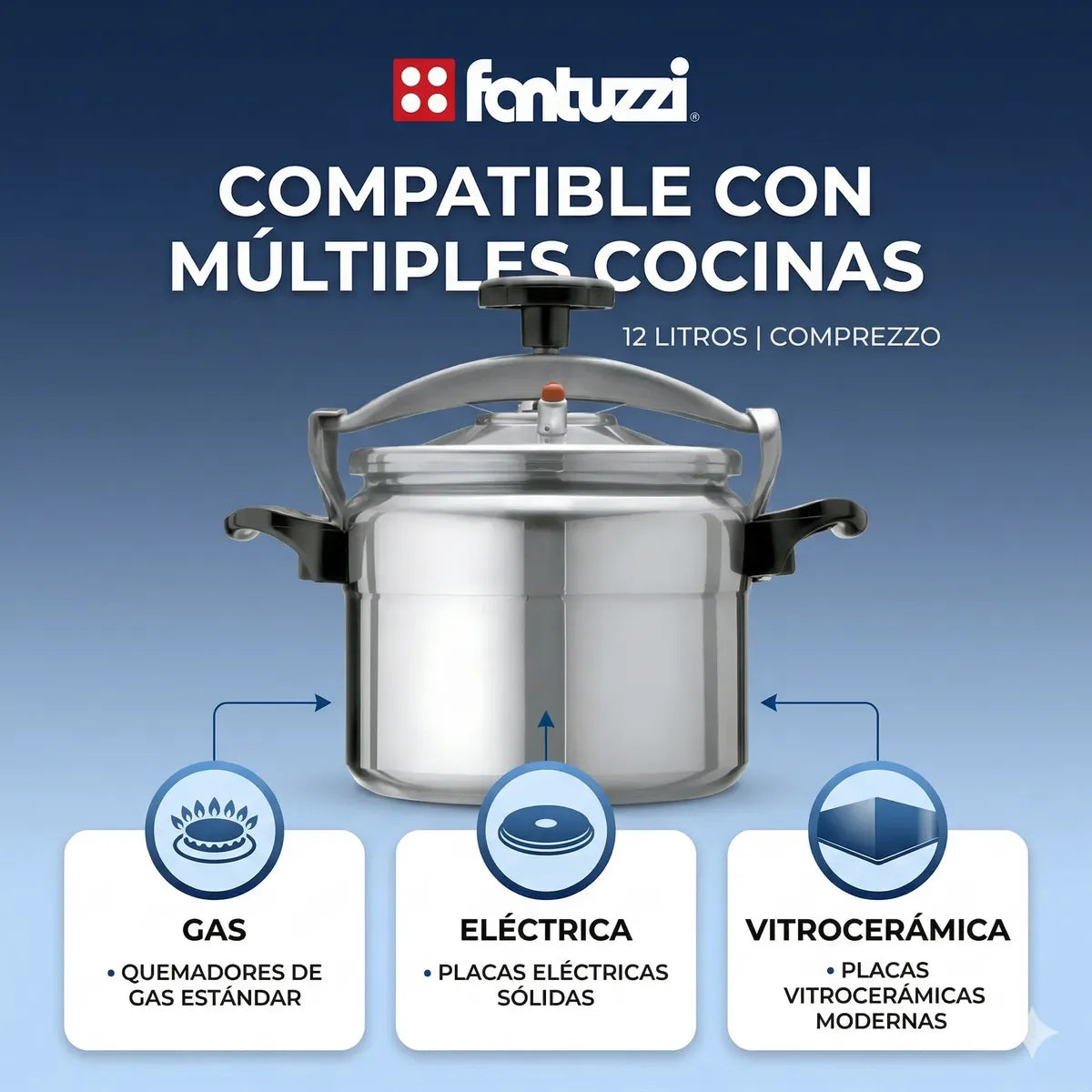 Olla A Presion Fantuzzi Comprezzo 12 Litros Coccion Rapida