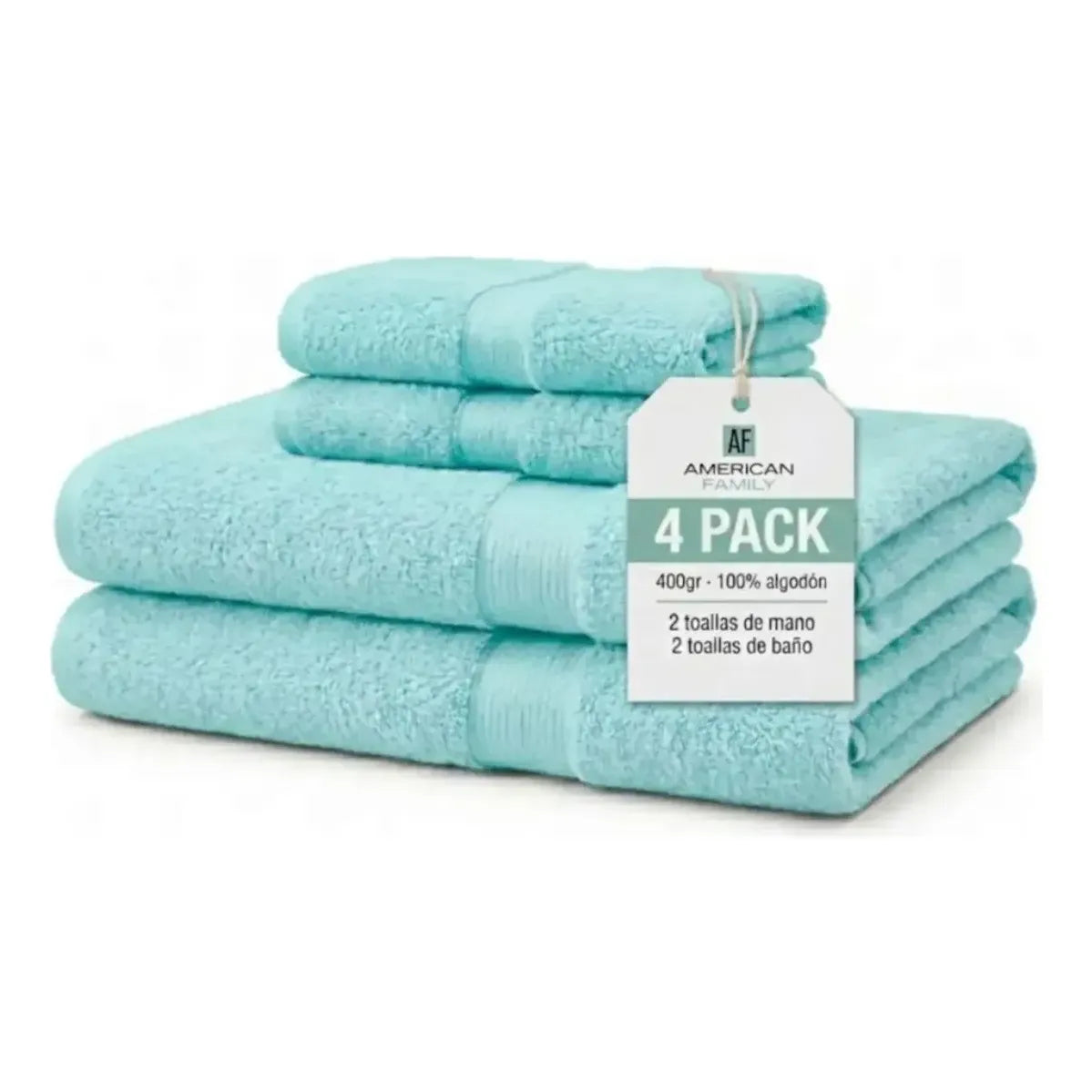 Toallas De Baño Juego 4 Unidades Cannon 400gr 100% Algodón Color Turquesa