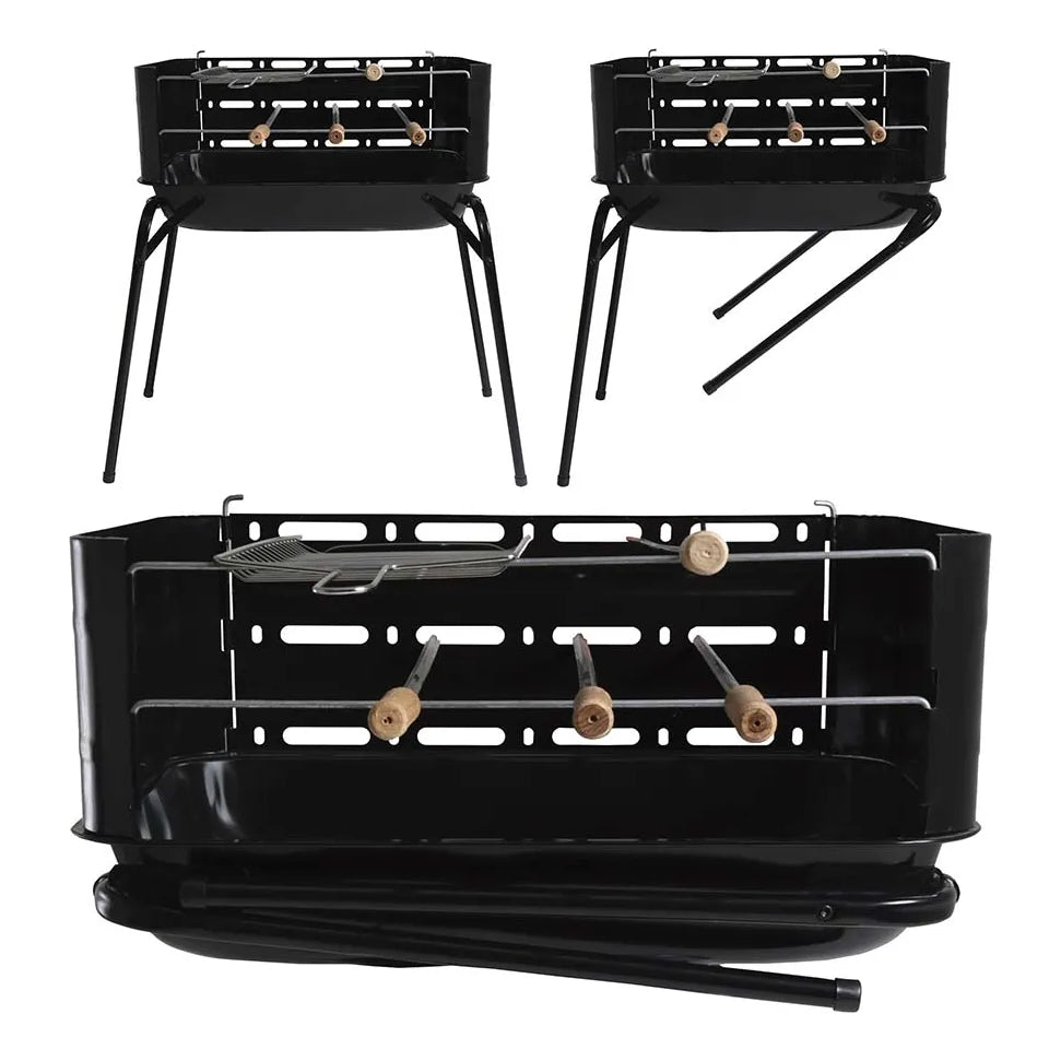 Parrilla A Carbon Plegable Movil Mor Araguaia 72x44cm Acero