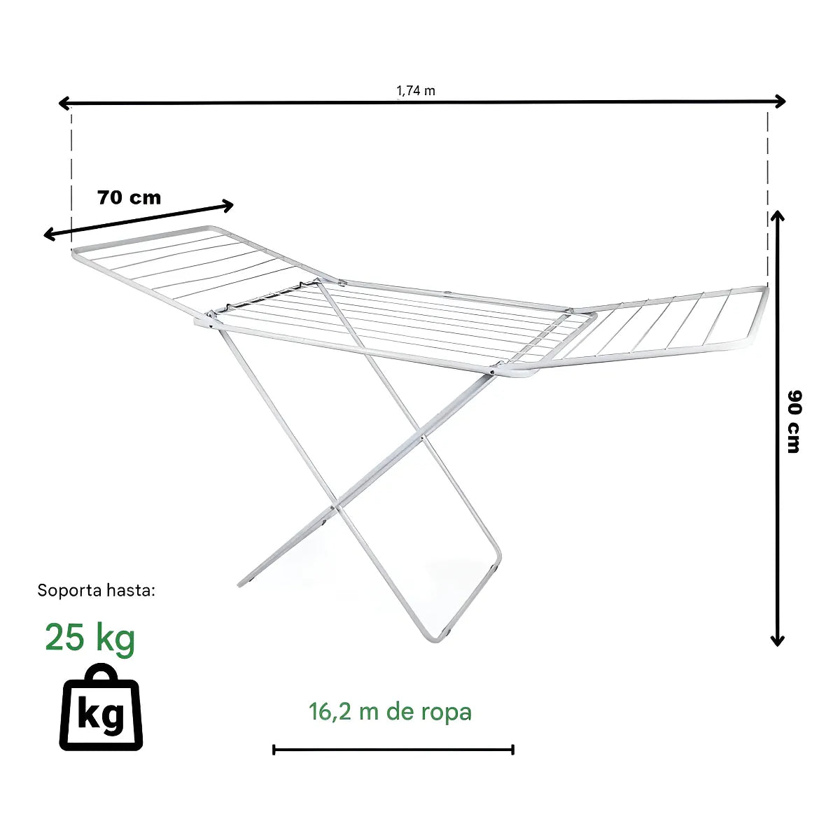 Tendedero Colgador 1.74m Mor Plegable Organizador Blanco Blanco