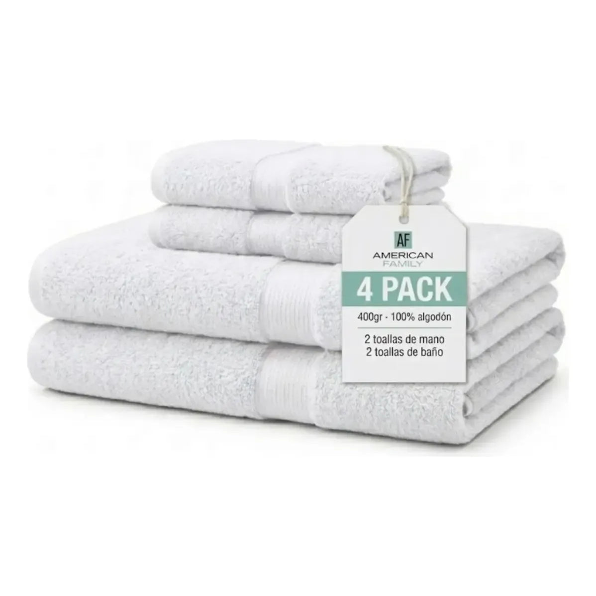 Toallas De Baño Juego 4 Unidades Cannon 400gr 100% Algodon Blanco
