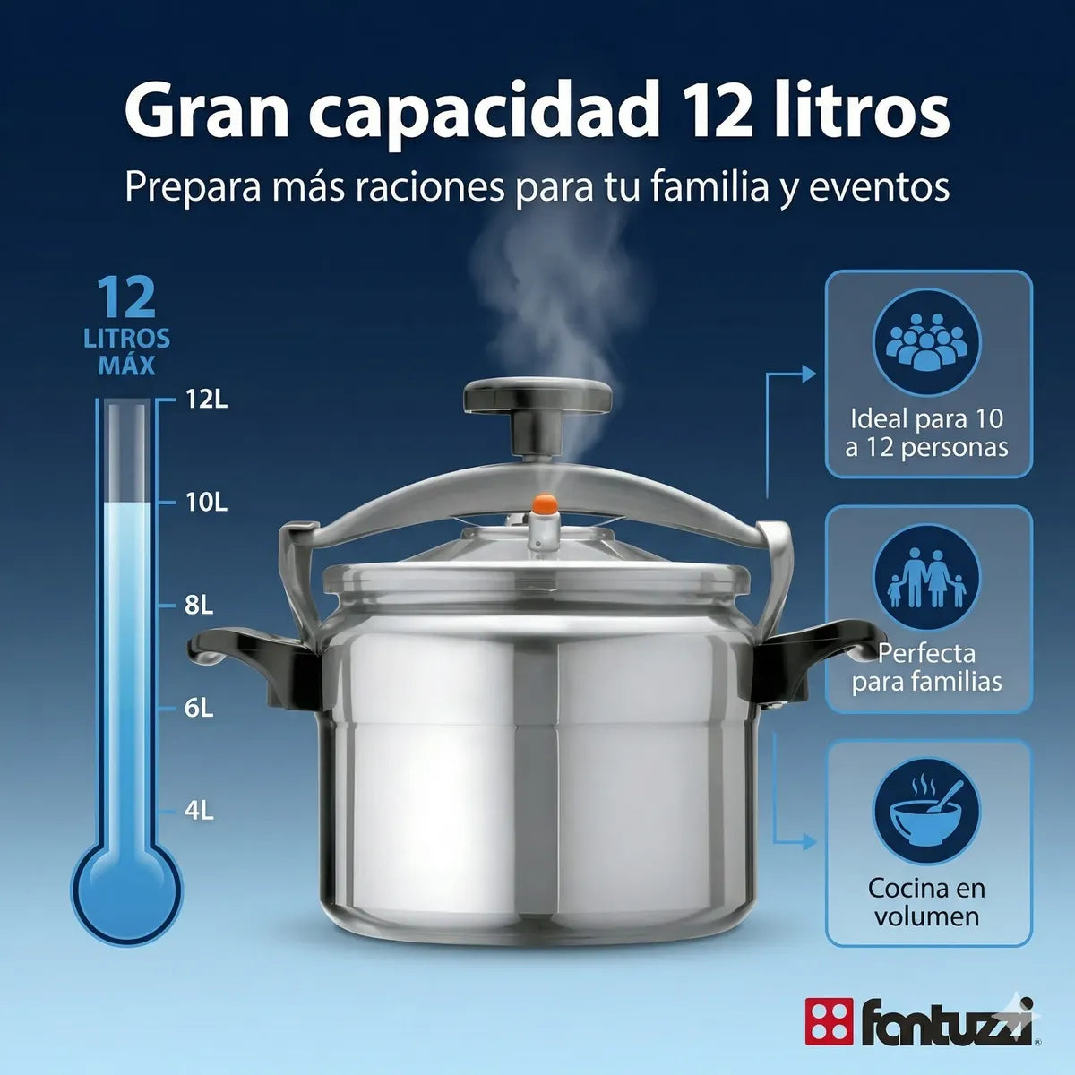 Olla A Presion Fantuzzi Comprezzo 12 Litros Coccion Rapida