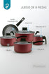 Bateria Cocina 8 Piezas Antiadherente Granito Panelux Cereza Cereza