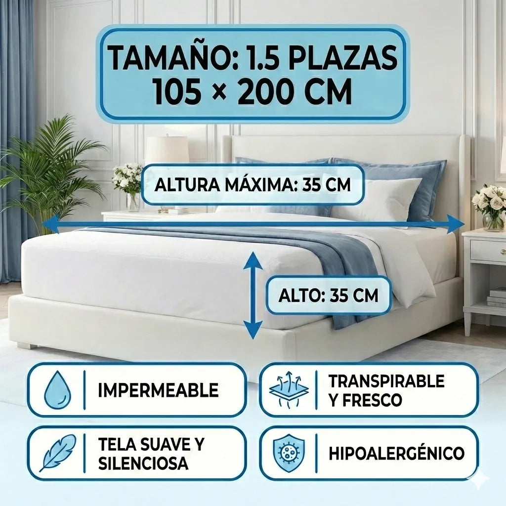 Cubre Colchon Cannon American Family Impermeable 1.5 Plazas