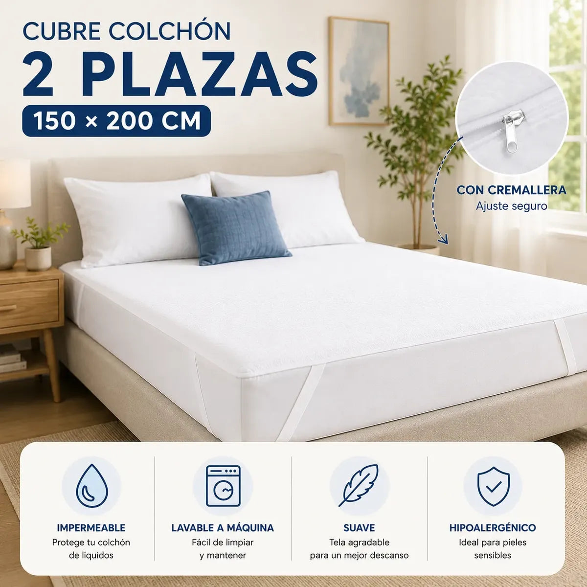 Cubre Colchon Cannon American Family Impermeable 2 Plazas