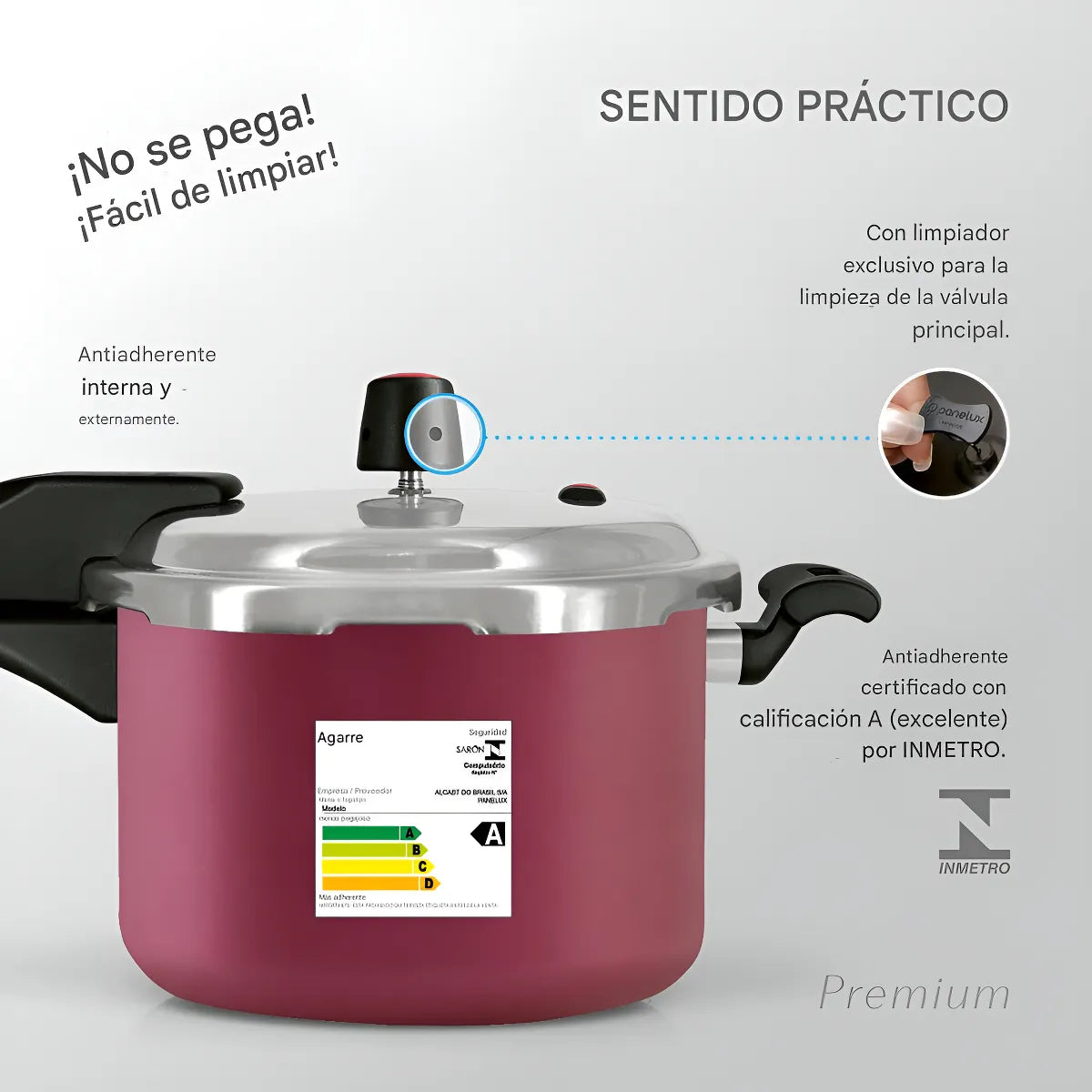 Olla A Presion Panelux 4.5 Litros Antiadherente Color Cereza Rojo