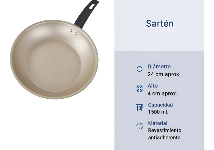 Sartenes Antiadherente Panelux Juego Set De 16 20 24cm Negro