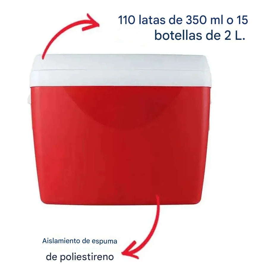 Cooler Termico Conservadora Mor 75 Litros 110 Latas Portatil Rojo