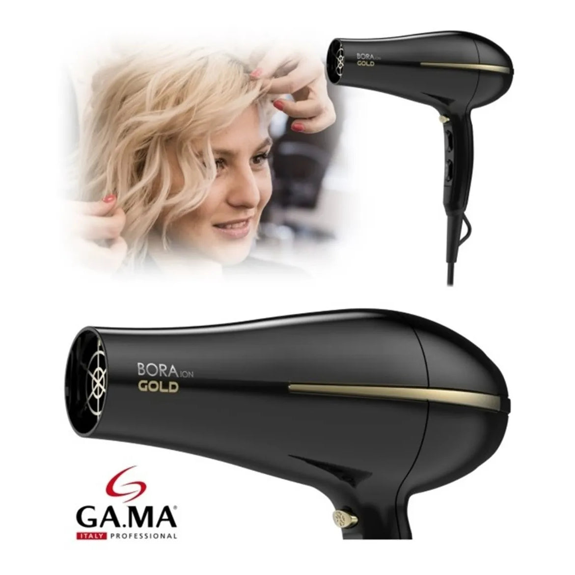 Secador Ga.ma Italy Ceramic Ion Bora Gold Negro 2200w