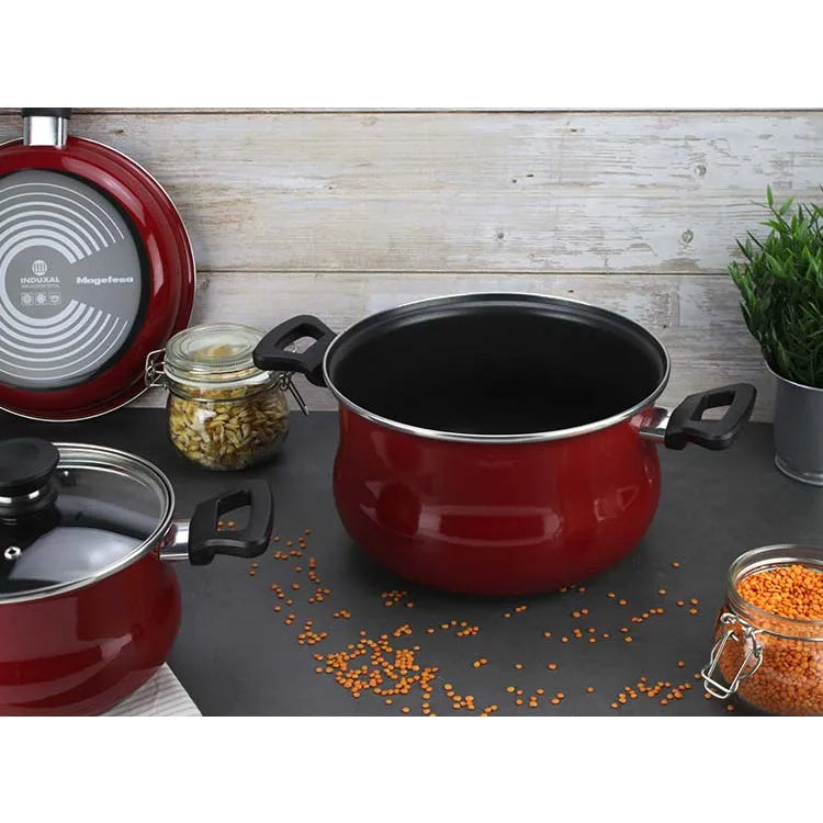 Bateria De Cocina Ollas Magefesa 7 Piezas Rubi Antiadherente