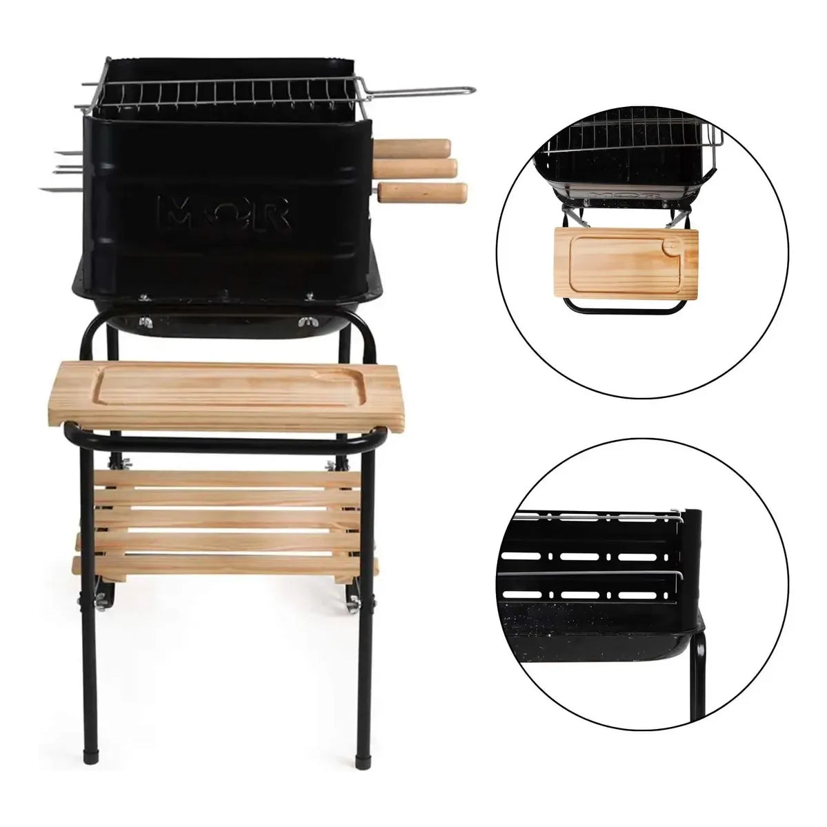 Parrilla Movil A Carbon Mor California Desmontable Acero