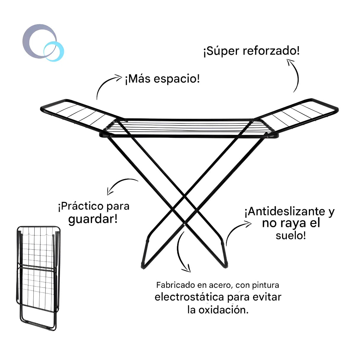 Tendedero Colgador De Ropa 1.44m Mor Extensible Color Blanco