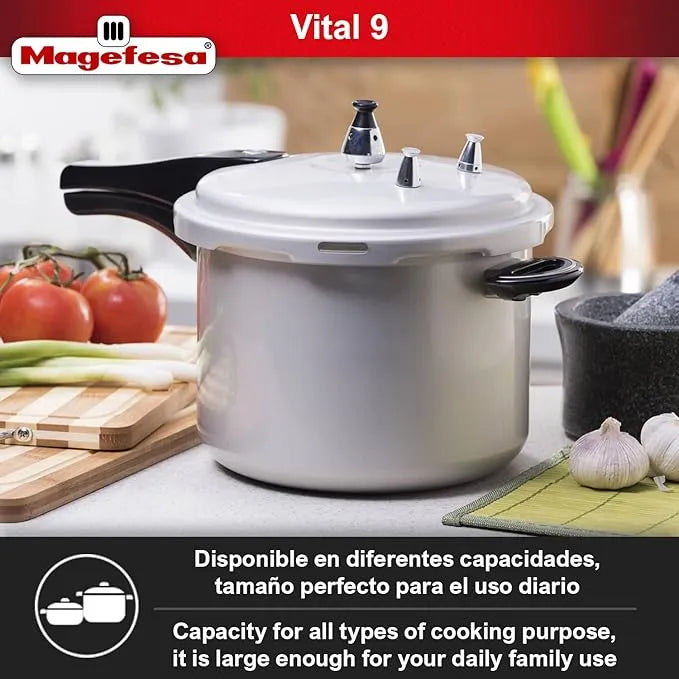 Olla A Presion Magefesa 9 Litros Vital Express Aluminio