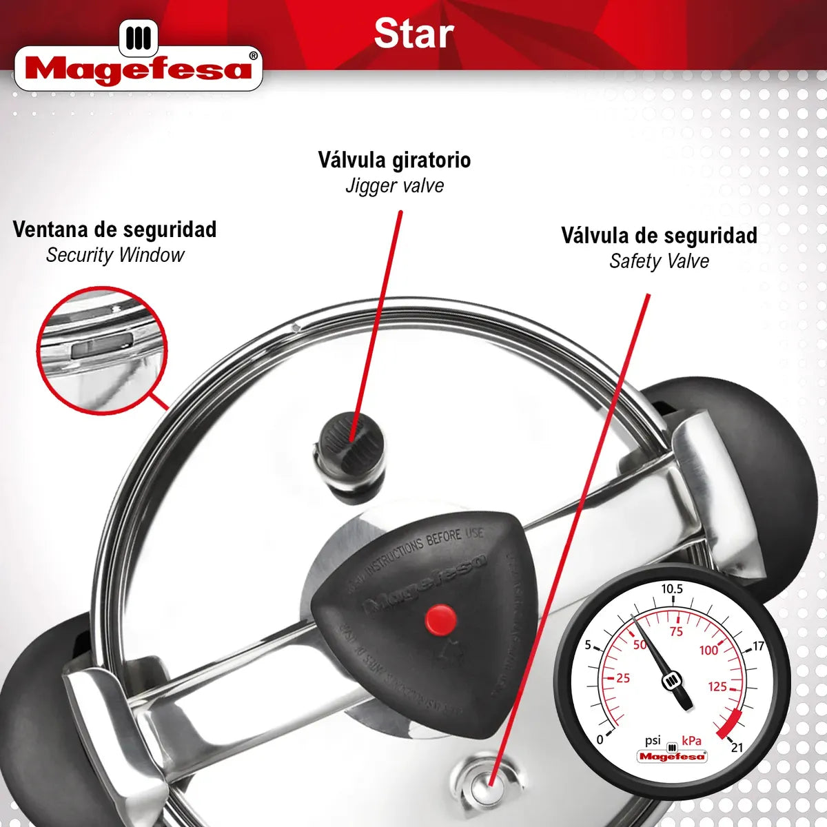 Olla A Presión Magefesa® Star 8 Lts