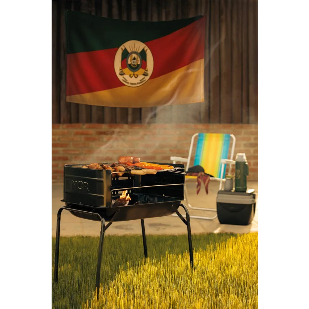 Parrilla A Carbon Plegable Movil Mor Araguaia 72x44cm Acero