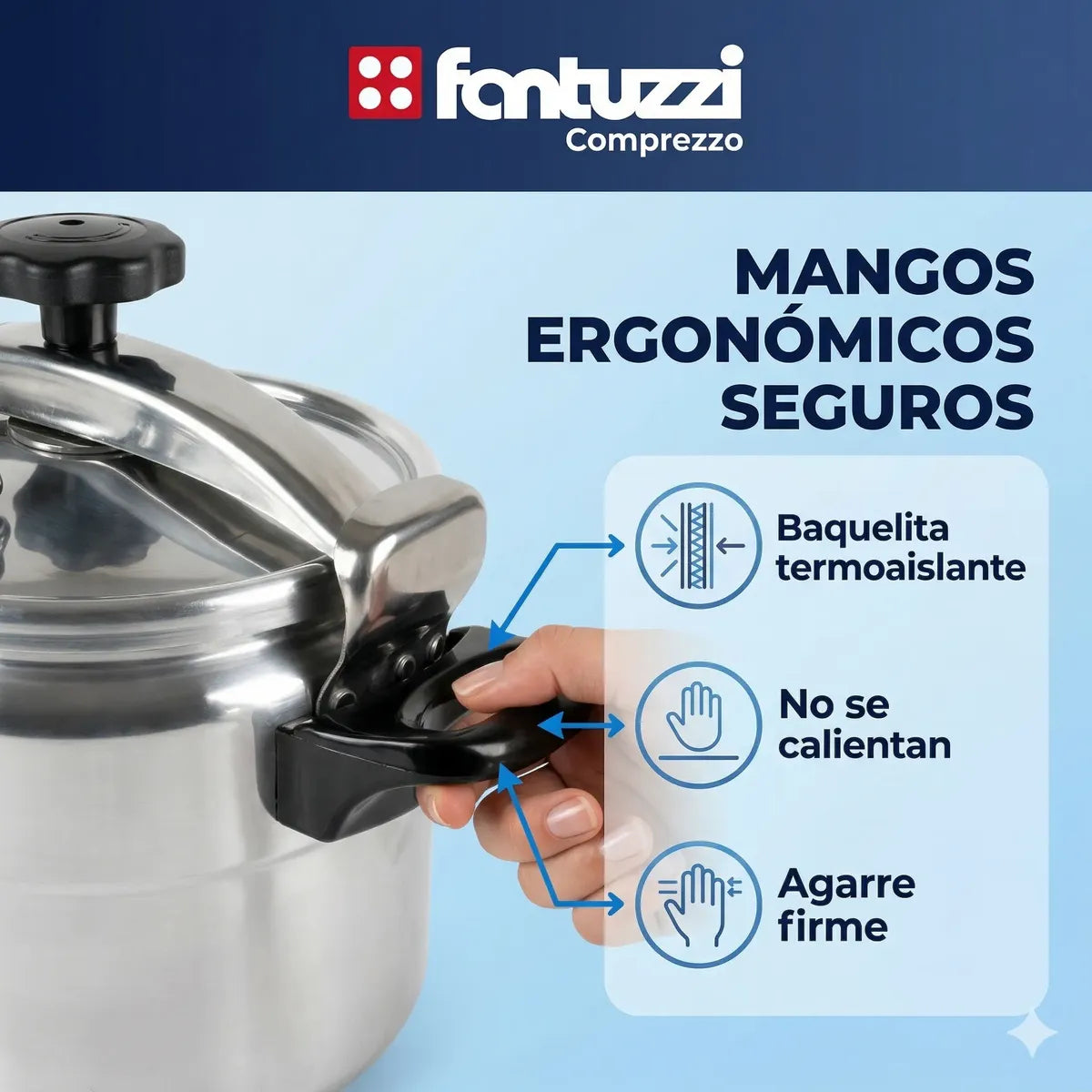 Olla A Presion Fantuzzi Comprezzo 12 Litros Coccion Rapida